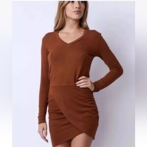 NWT Monrow Womens Brown Supersoft Sleeveless Tank Midi Longsleeved Dress Sz M